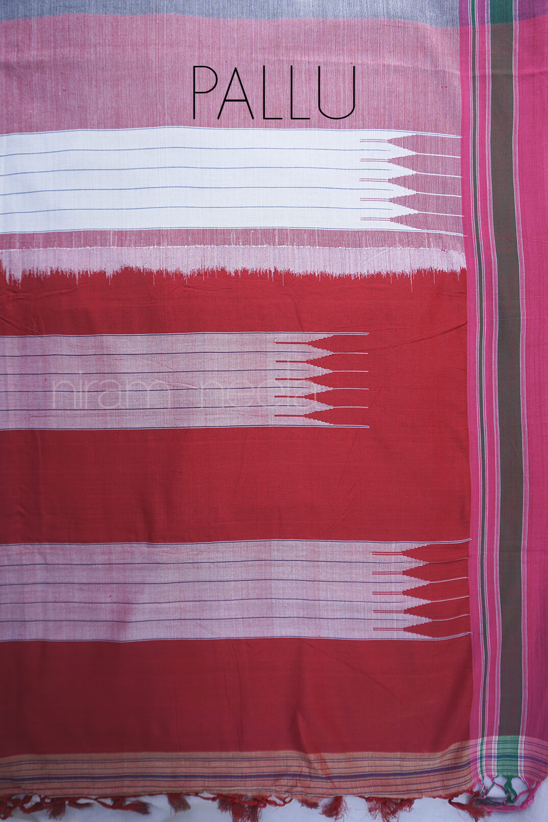 Grey and pink Ilkal silk cotton saree - Niram Neela