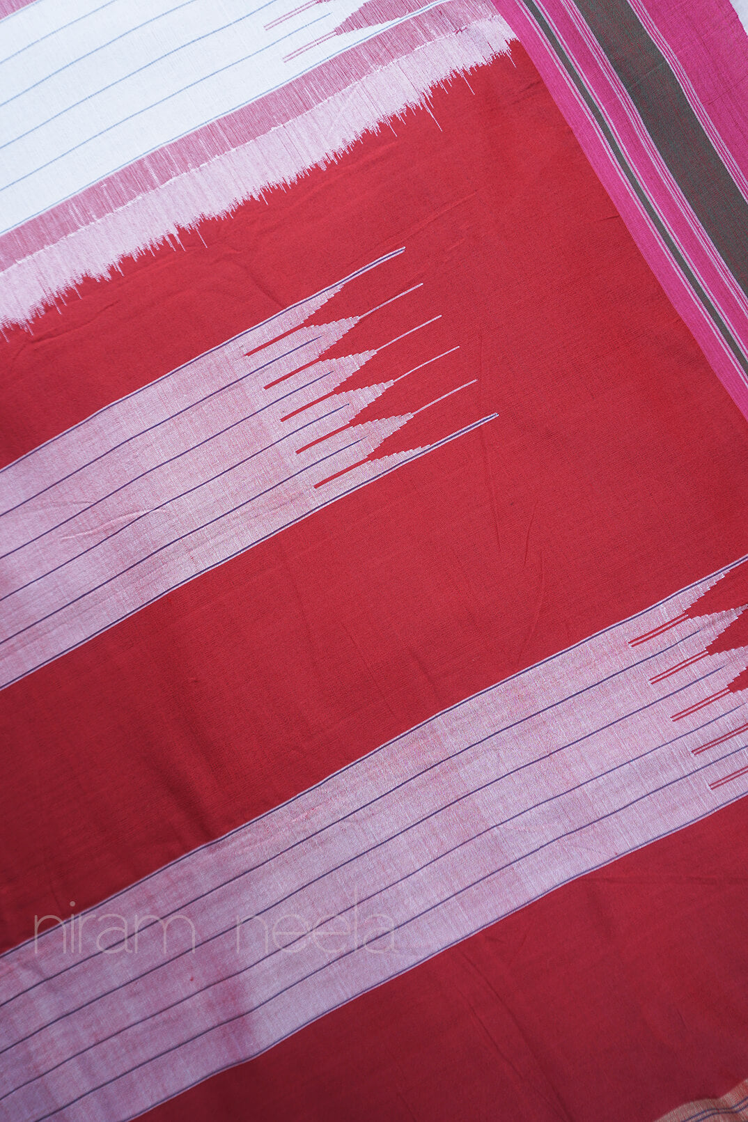 Grey and pink Ilkal silk cotton saree - Niram Neela