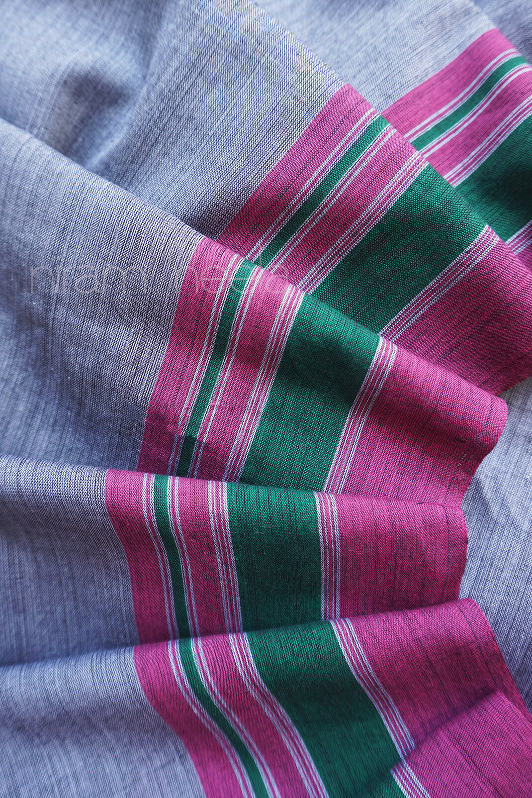 Grey and pink Ilkal silk cotton saree - Niram Neela