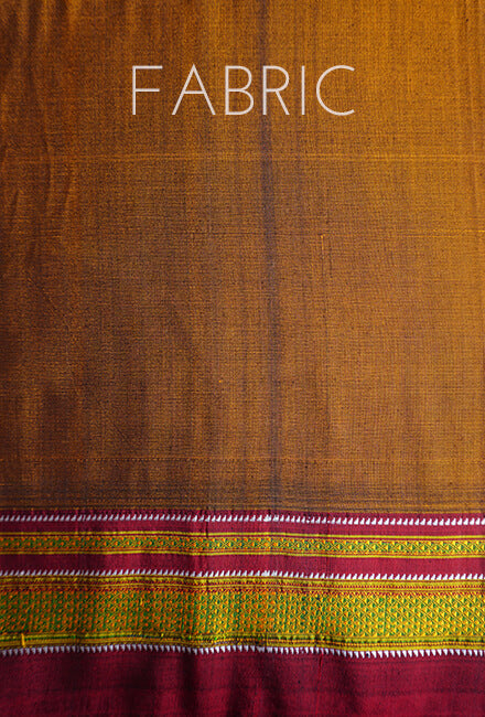 Mustard and red Ilkal silk saree - Niram Neela