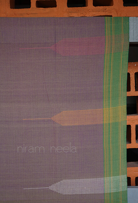 Grey and purple Ilkal cotton dupatta - Niram Neela