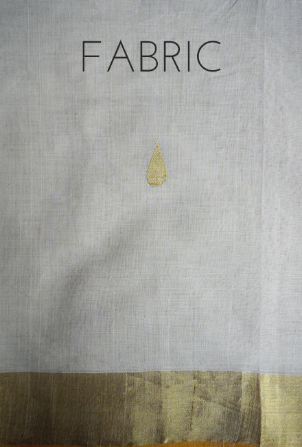 Ivory and gold peacock Kasavu cotton saree - Niram Neela