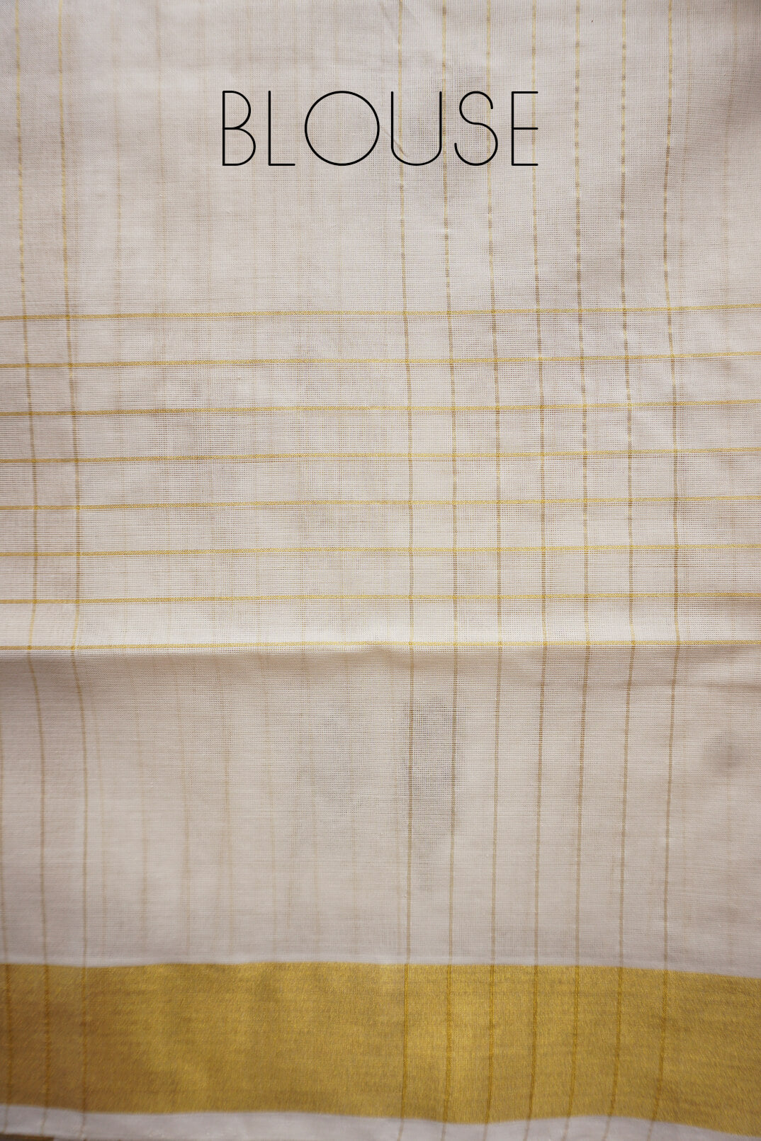 Ivory and gold large checks Kasavu cotton saree - Niram Neela