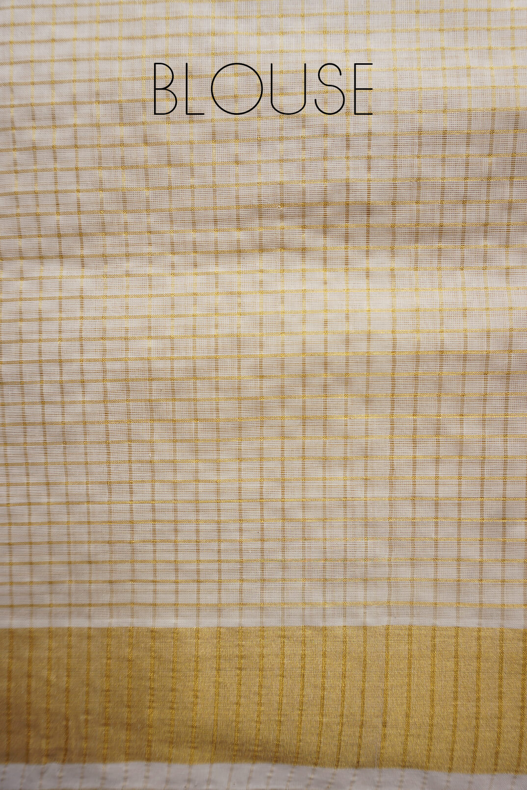 Ivory and gold microcheck Kasavu cotton saree - Niram Neela