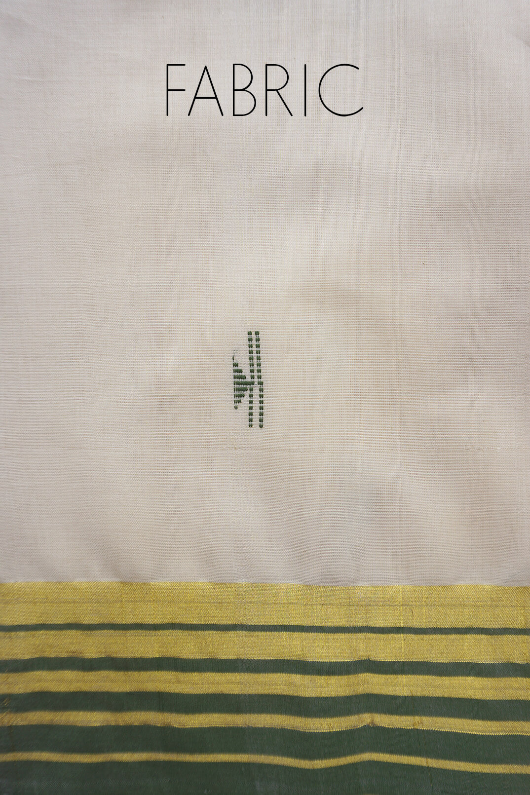 Ivory green and gold Kasavu cotton saree | Niram Neela