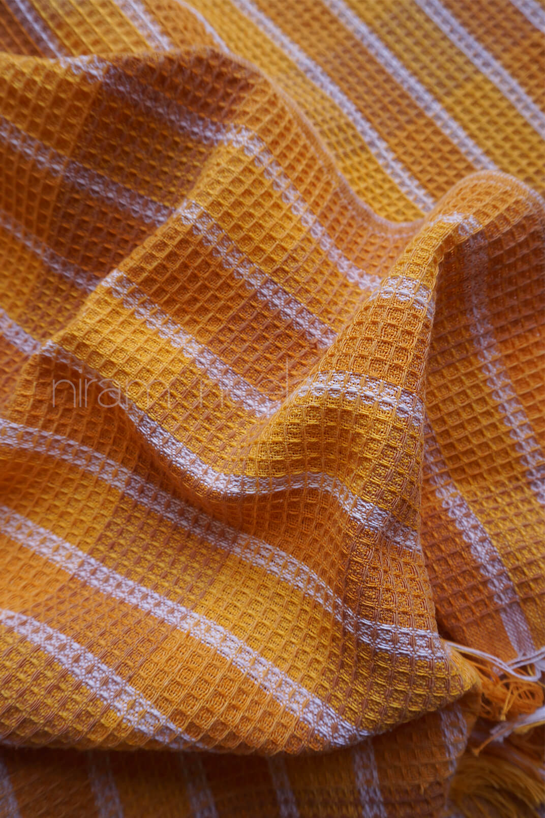 Orange and white cotton bath towel | Niram Neela Home linen