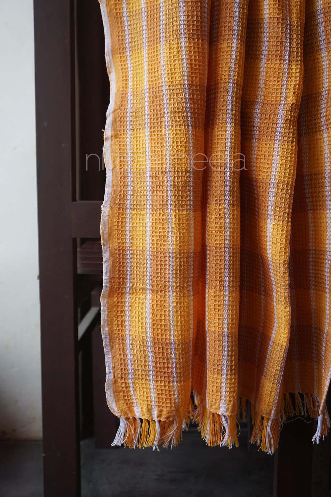 Orange and white cotton bath towel | Niram Neela Home linen