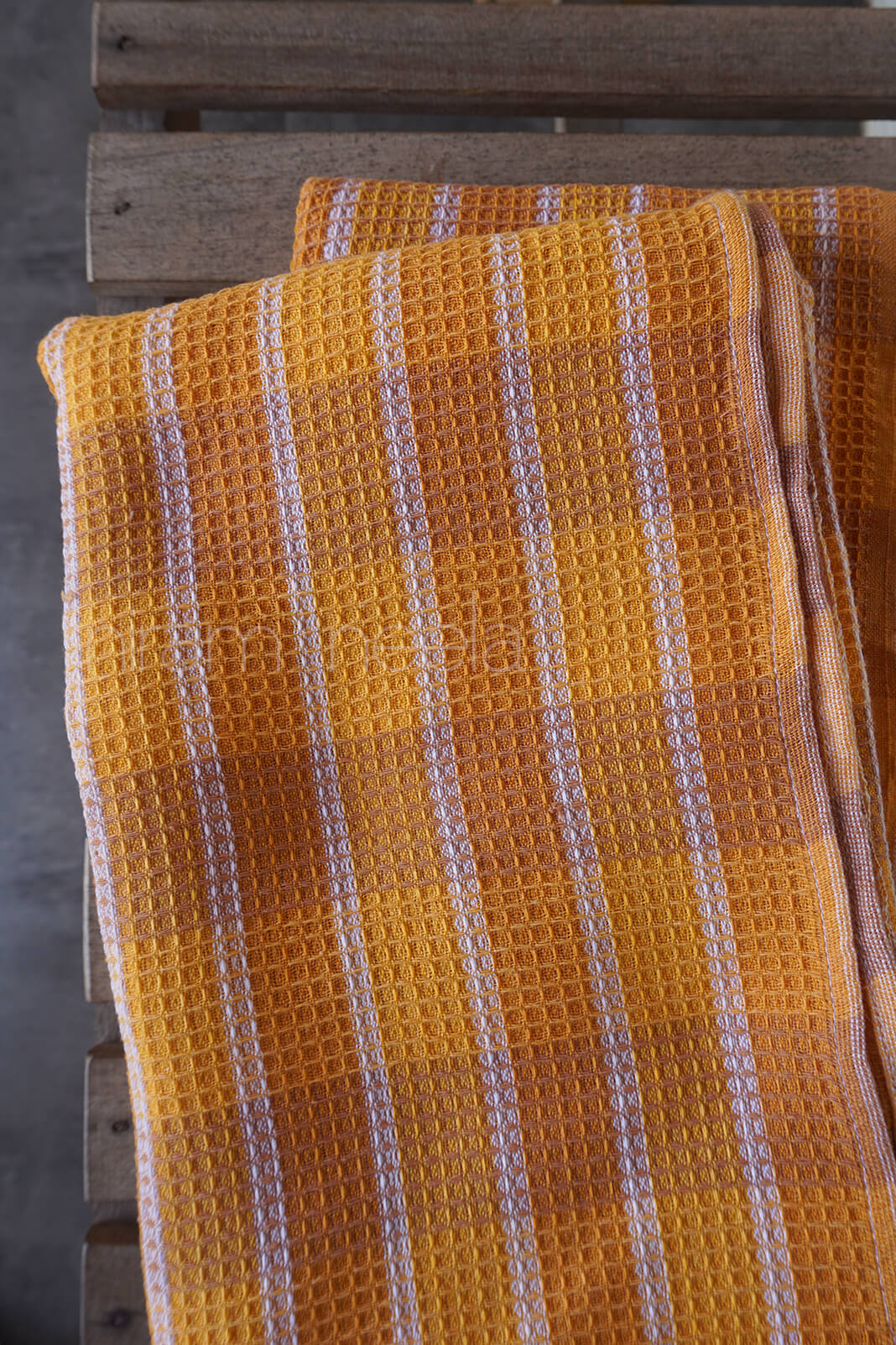 Orange and white cotton bath towel | Niram Neela Home linen