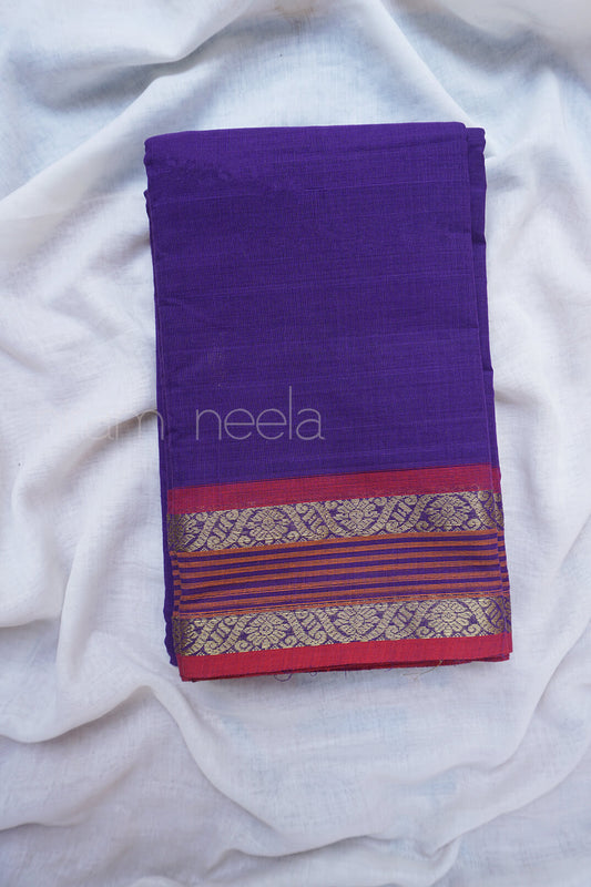 Violet and pink Kanjivaram cotton saree - Niram Neela