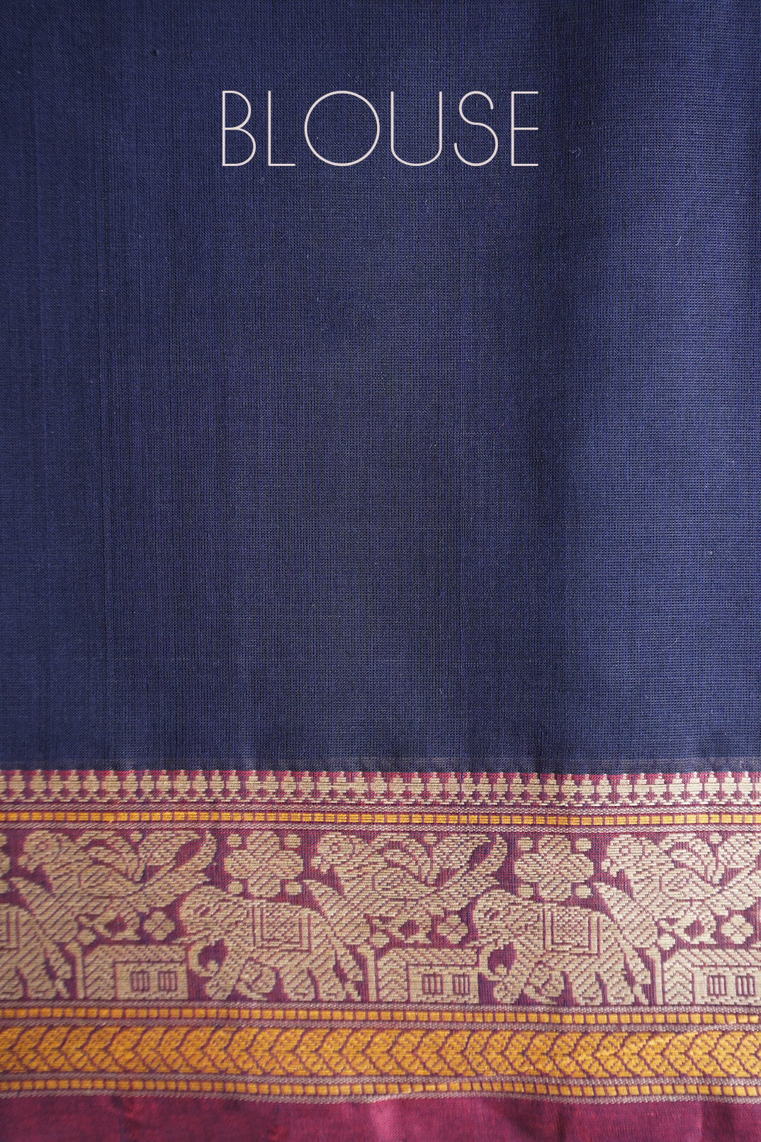 Navy and maroon Kanjivaram cotton saree - Niram Neela