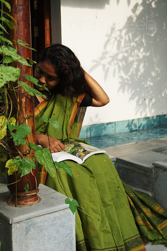 Banarasi Soft Cotton Saree Silver Zari Weaving-Green – Banarasikargha