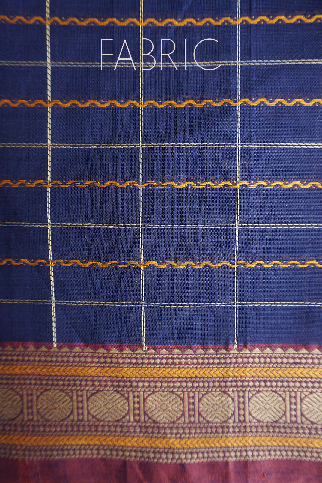 Navy and maroon check Kanjivaram cotton saree - Niram Neela