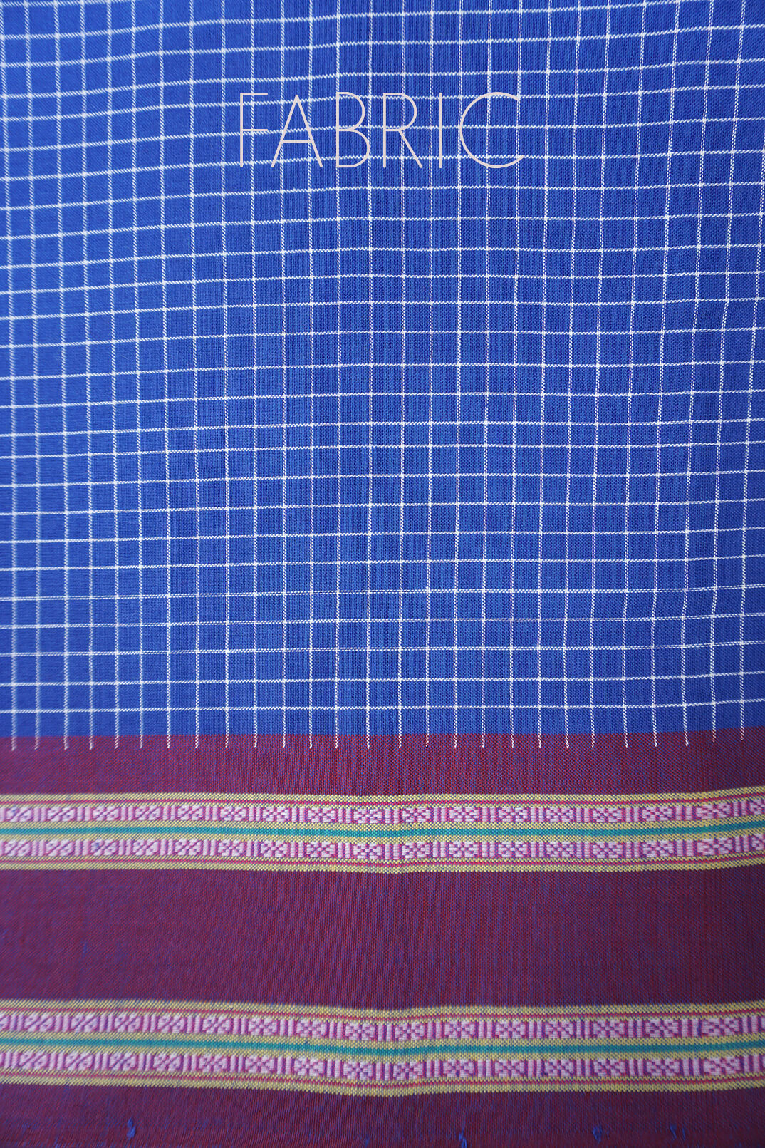 Blue checkered Kunbi cotton saree - Niram Neela