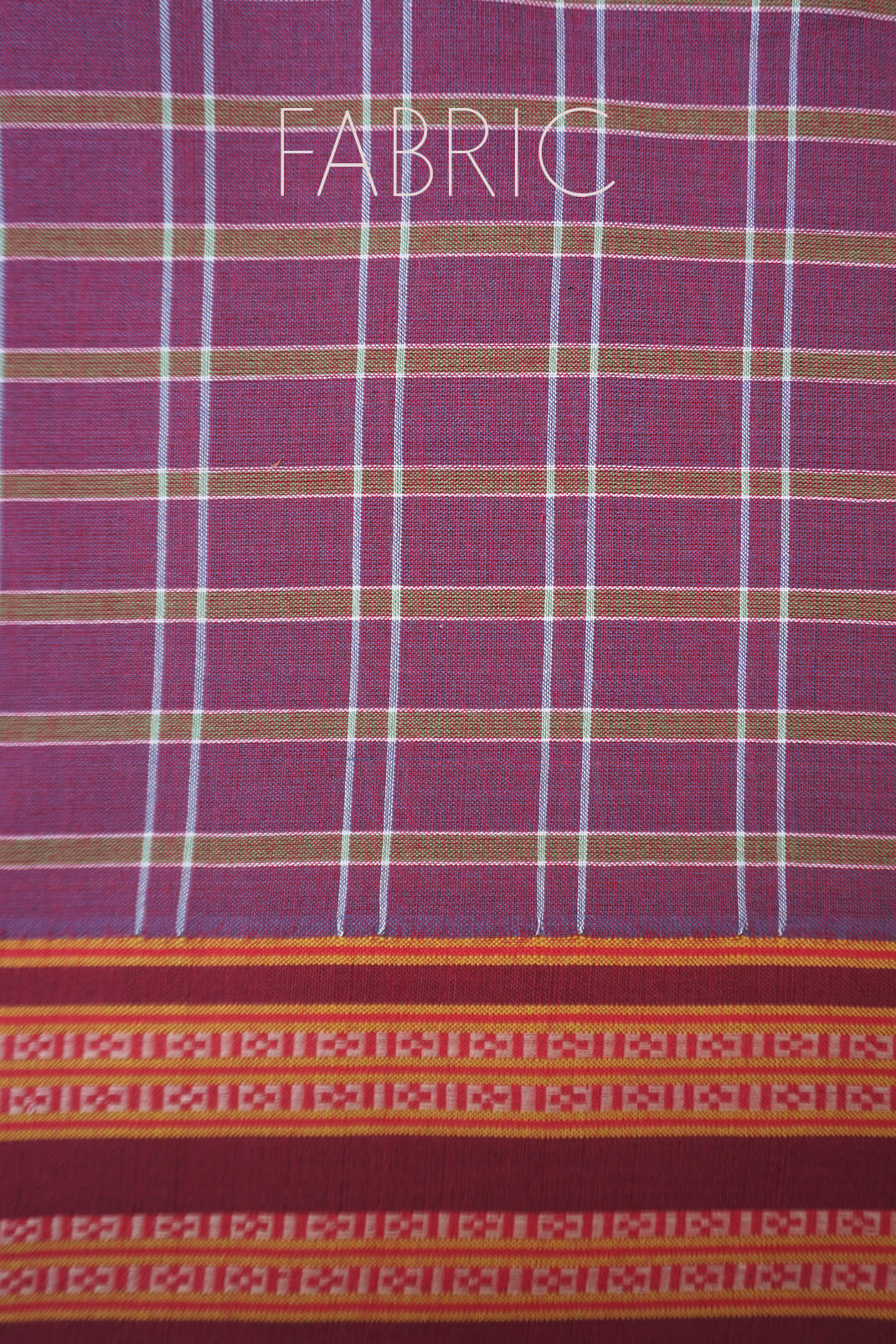 Aubergine and maroon checkered Kunbi cotton saree - Niram Neela