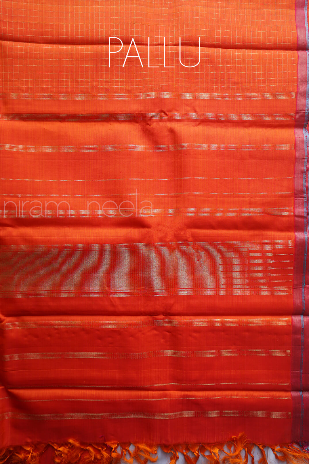 Orange and pink Kanjivaram silk saree - Niram Neela