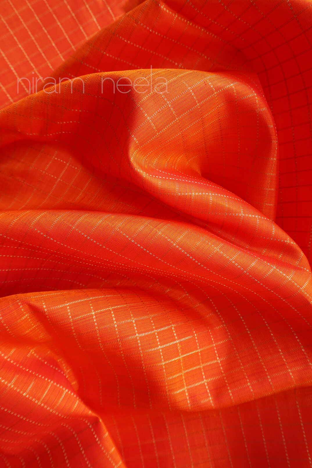 Orange and pink Kanjivaram silk saree - Niram Neela