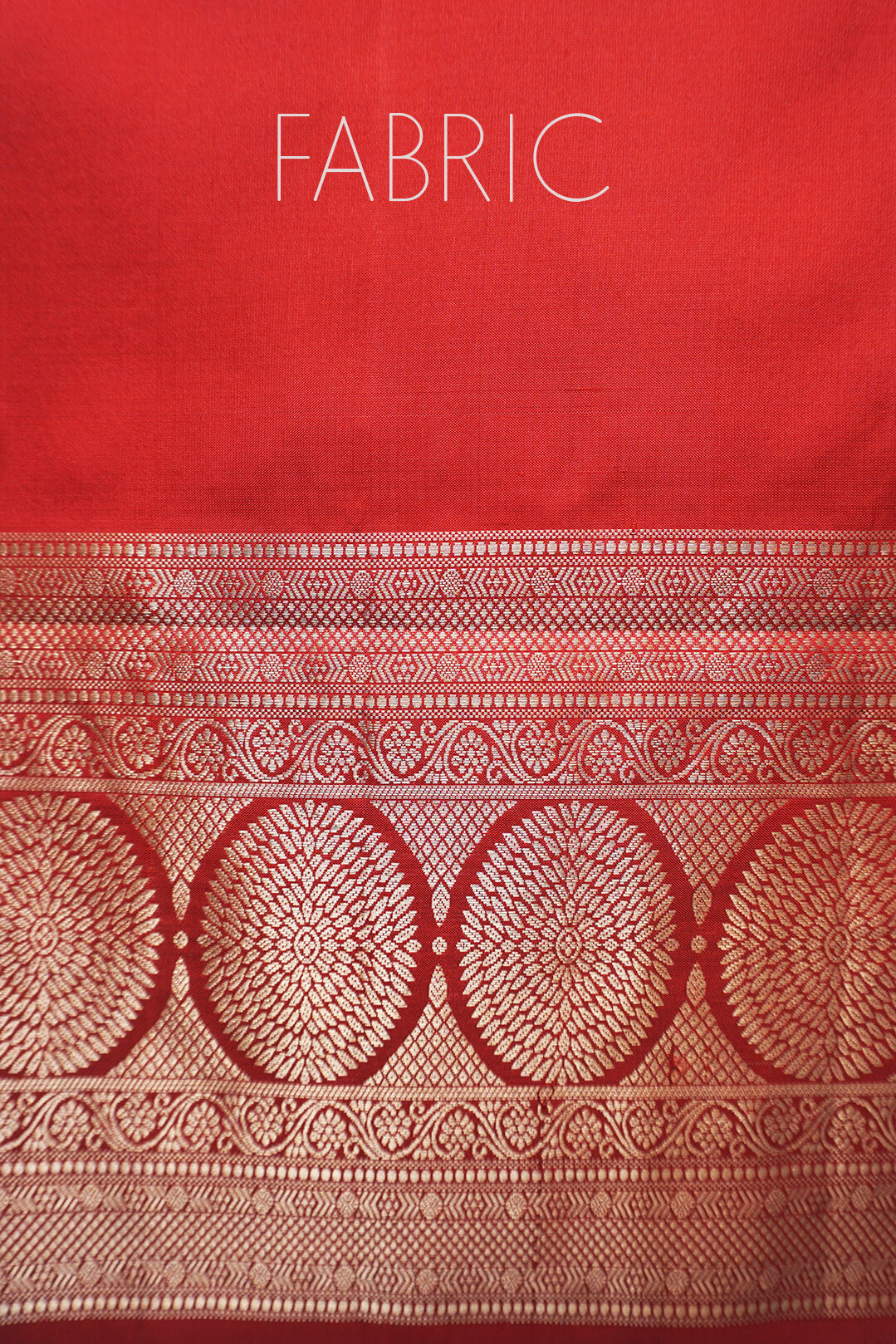 Tangerine red & gold Kanjivaram silk saree - Niram Neela