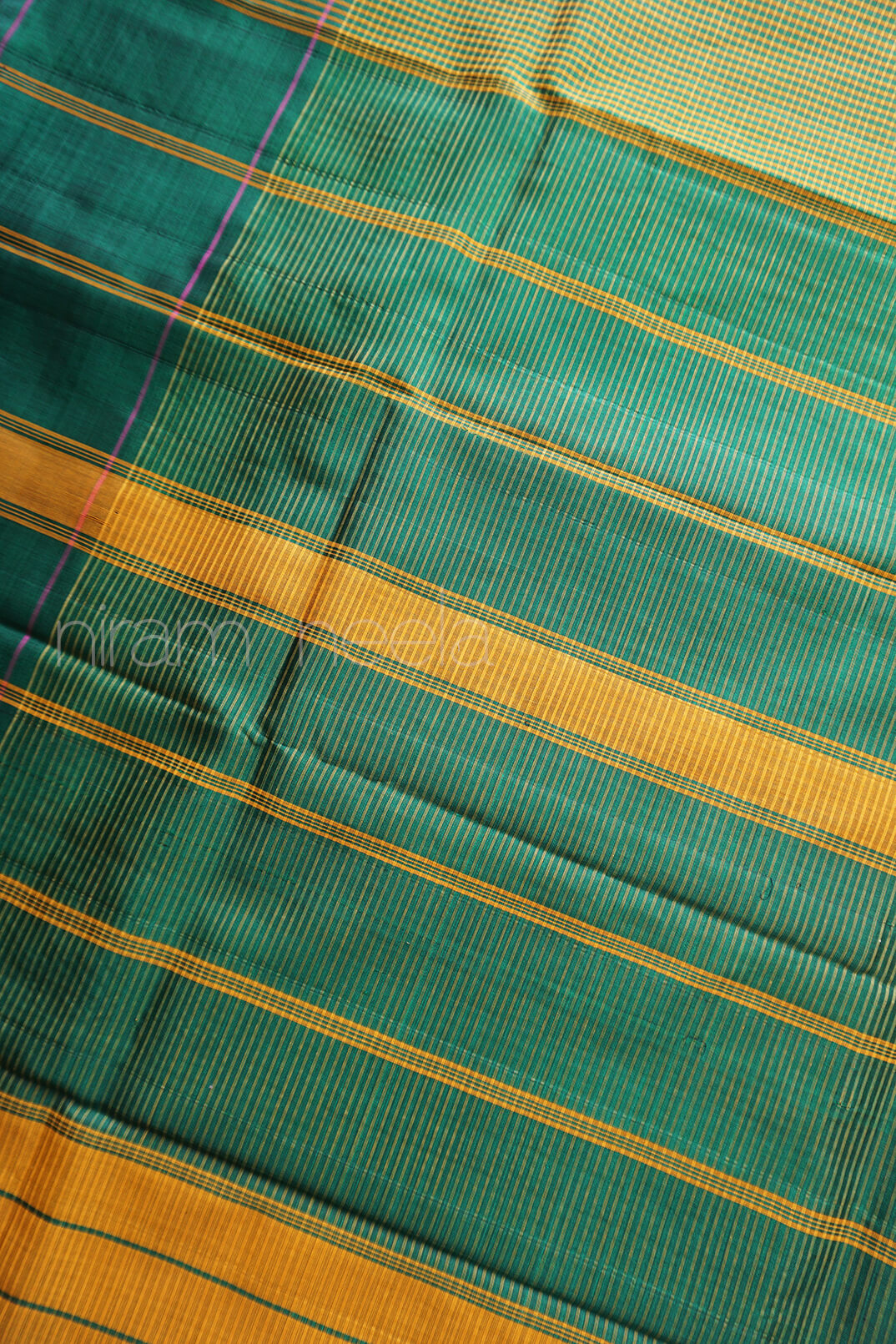 Yellow and green Koorainadu silk cotton saree