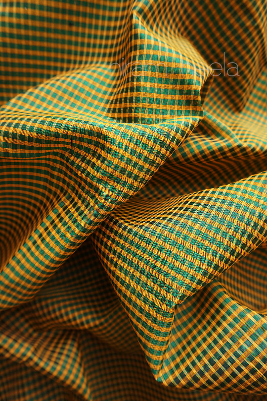 Yellow and green Koorainadu silk cotton saree