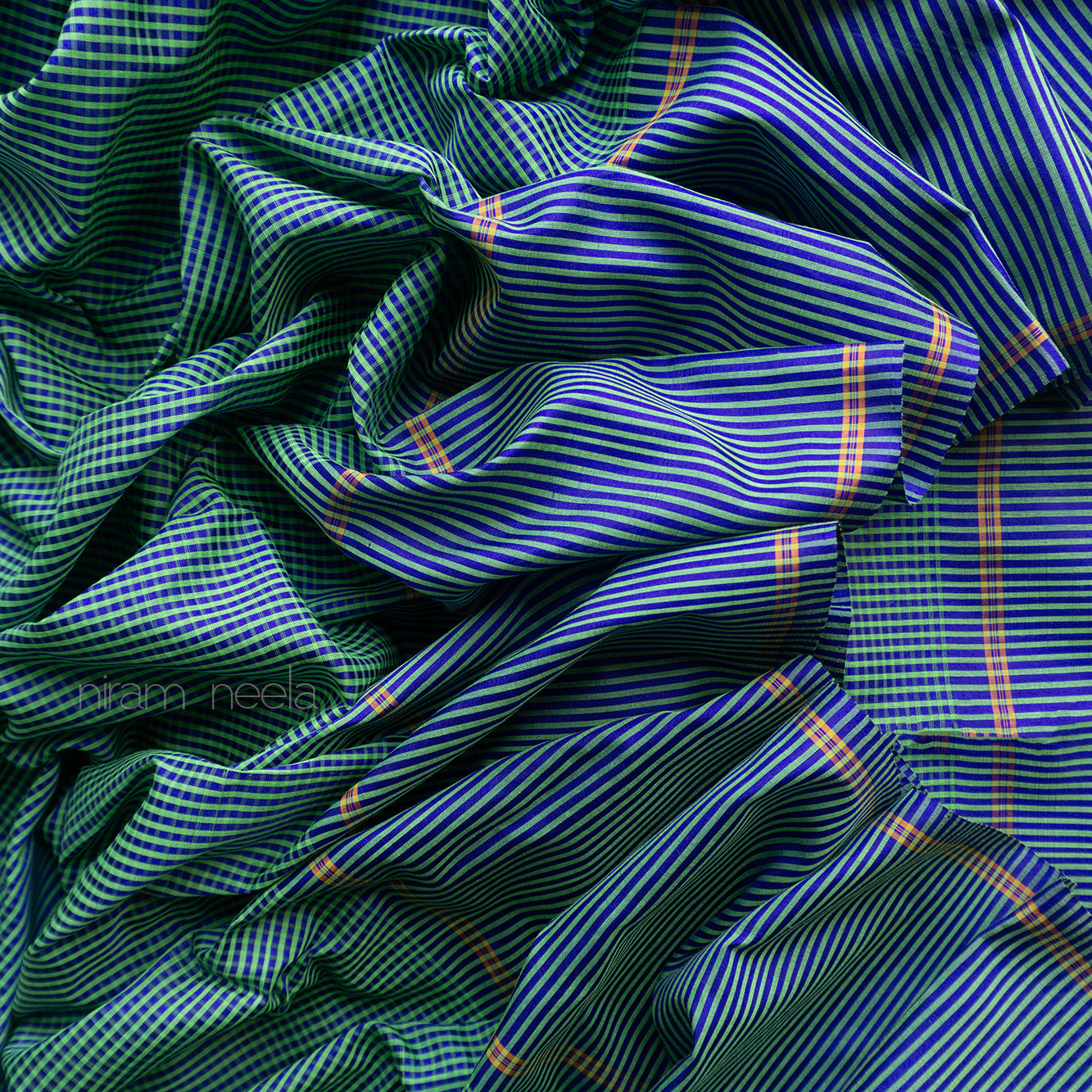 Teal and blue Korainadu silk cotton saree - Niram Neela