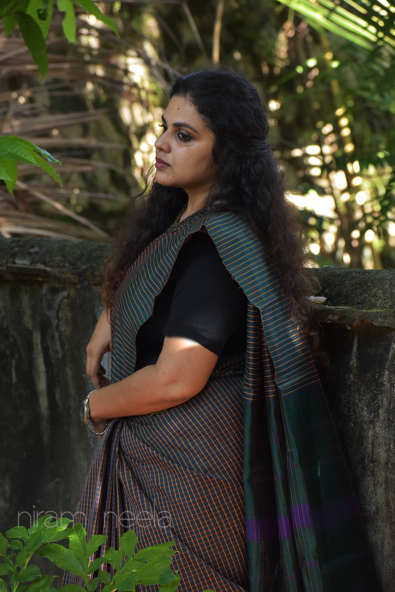 Green and ochre Korainadu saree- - Niram Neela