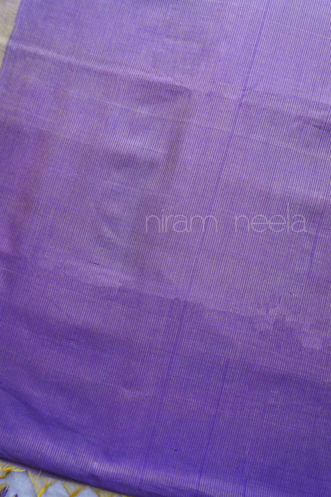 Lilac and yellow Mangalagiri handloom cotton saree | Niram Neela