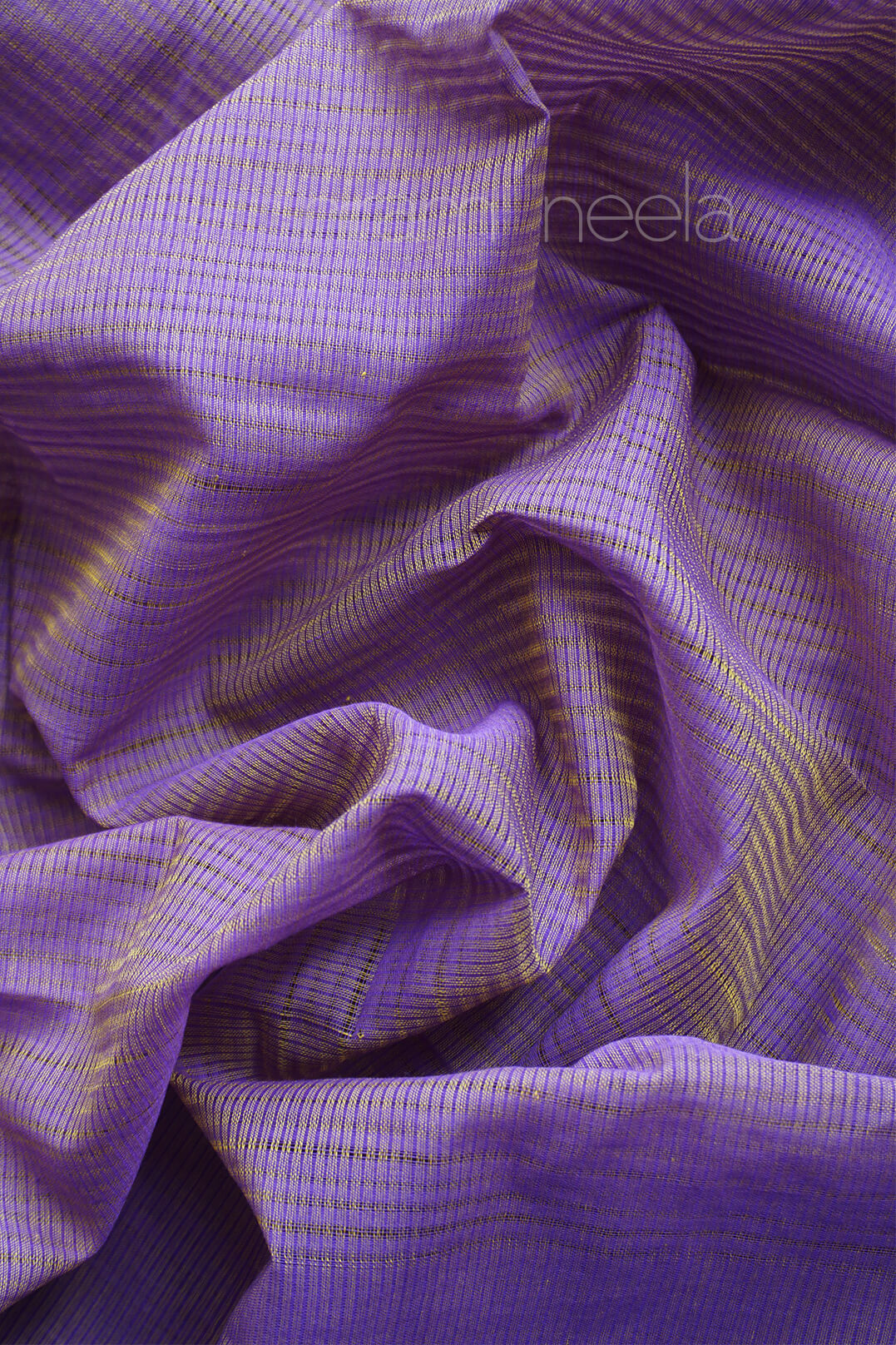 Lilac and yellow Mangalagiri handloom cotton saree | Niram Neela