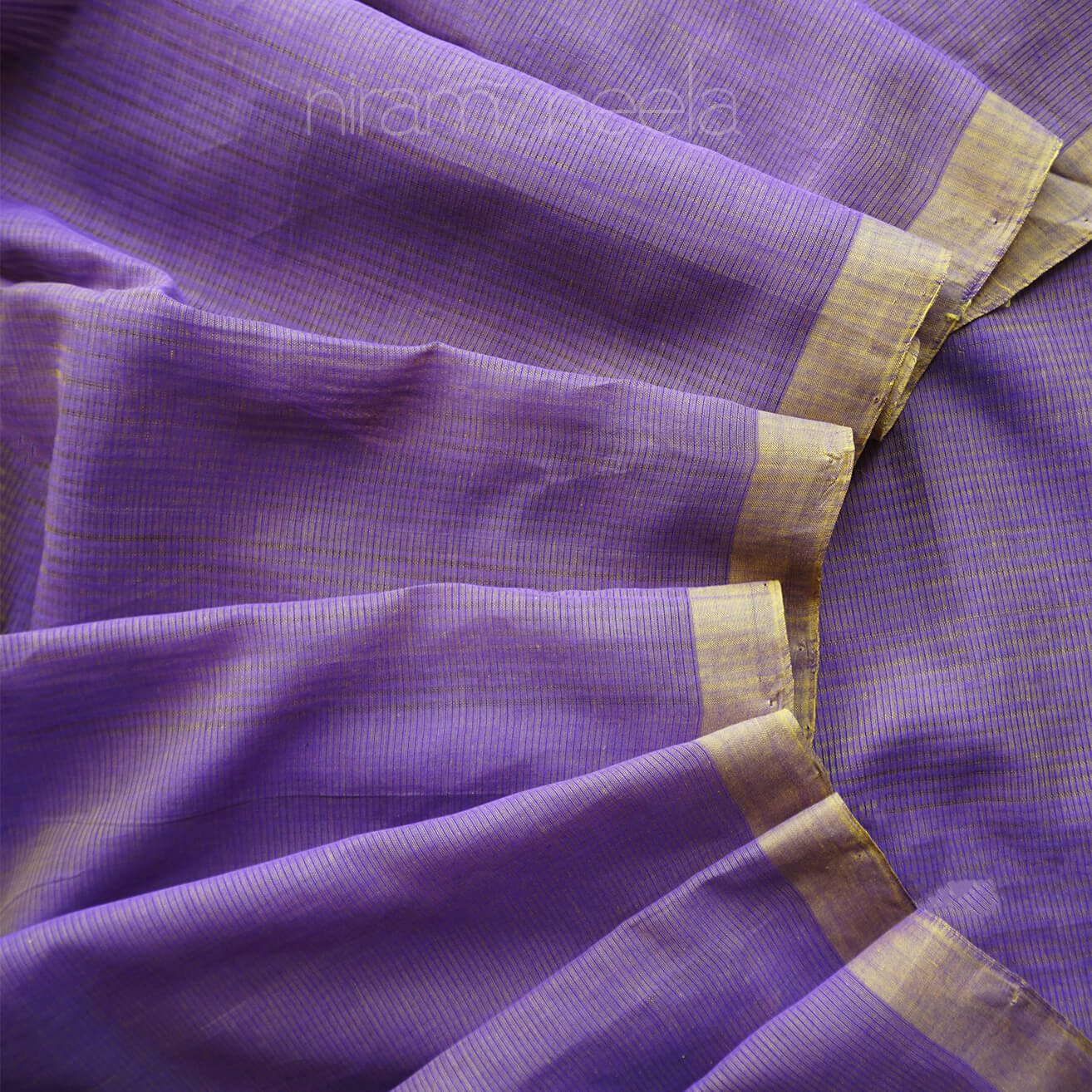 Lilac and yellow Mangalagiri handloom cotton saree | Niram Neela