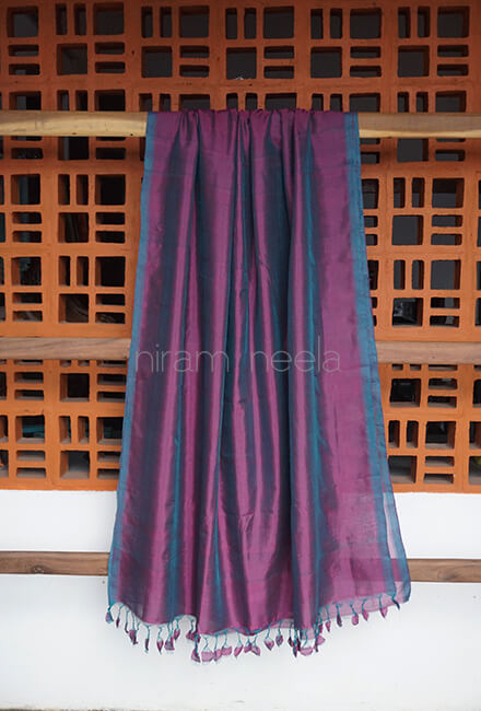 Purple Mangalagiri silk cotton saree - Niram Neela