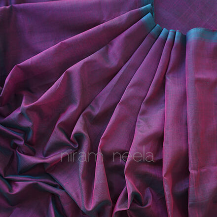 Purple Mangalagiri silk cotton saree - Niram Neela