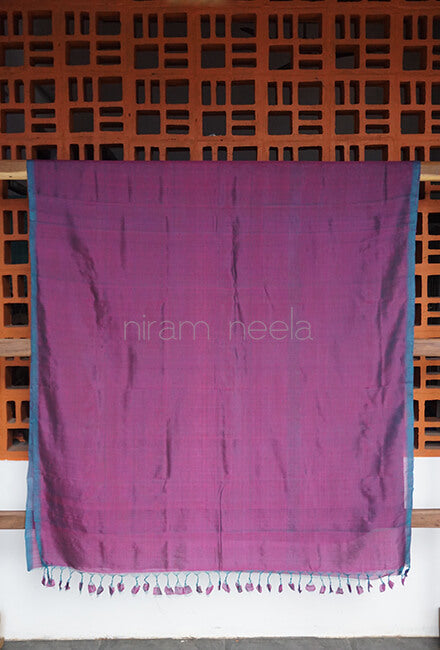 Purple Mangalagiri silk cotton saree - Niram Neela