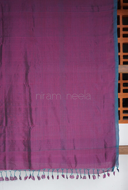 Purple Mangalagiri silk cotton saree - Niram Neela