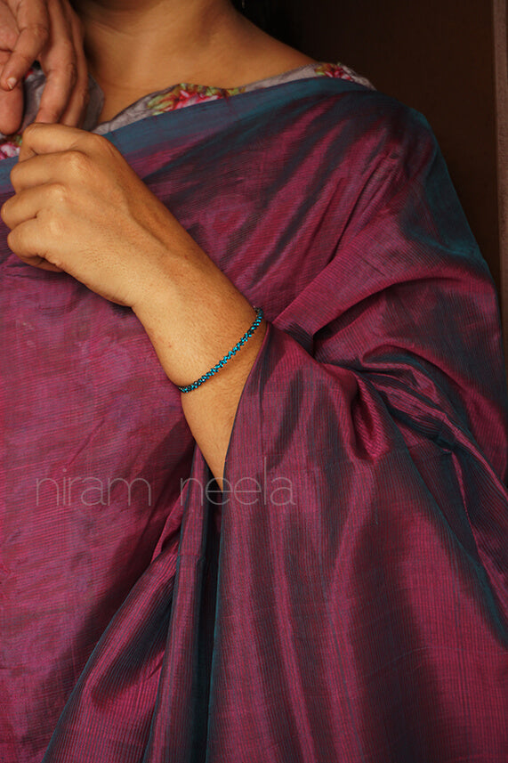 Purple Mangalagiri silk cotton saree - Niram Neela