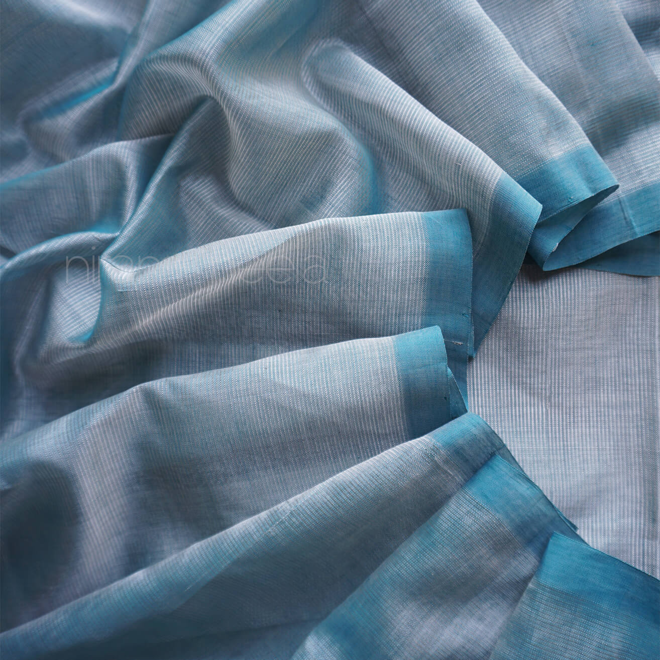 Ice blue Mangalagiri silk cotton saree | Niram Neela