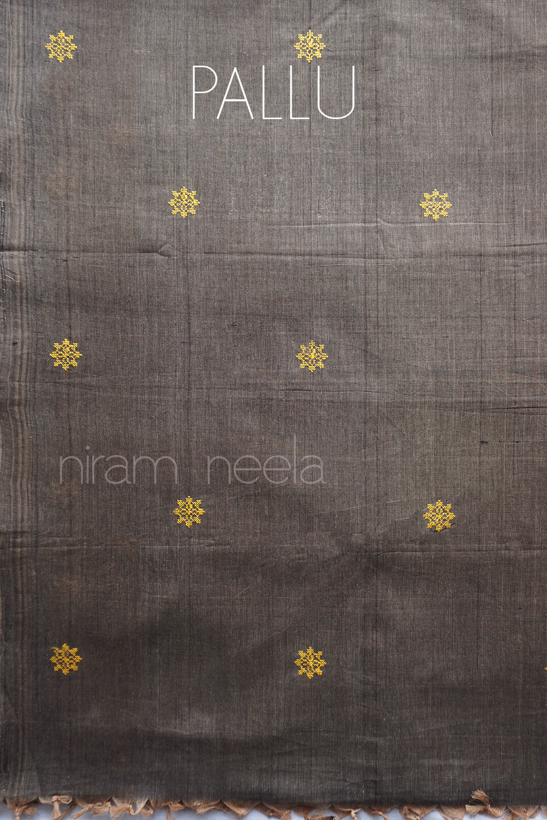 Brown and yellow Mangalagiri cotton saree - Niram Neela