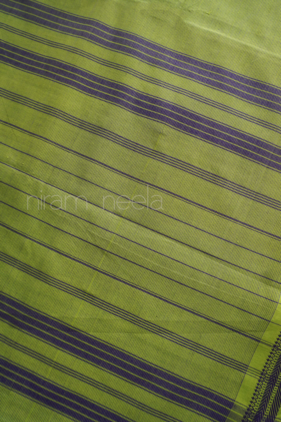 Green and violet Mangalagiri cotton saree - Niram Neela