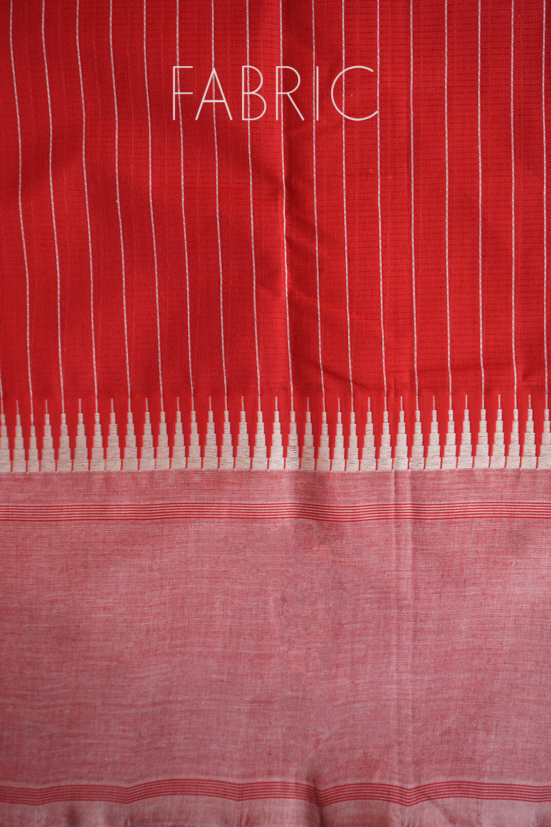 Red and ivory Mangalagiri cotton saree - Niram Neela