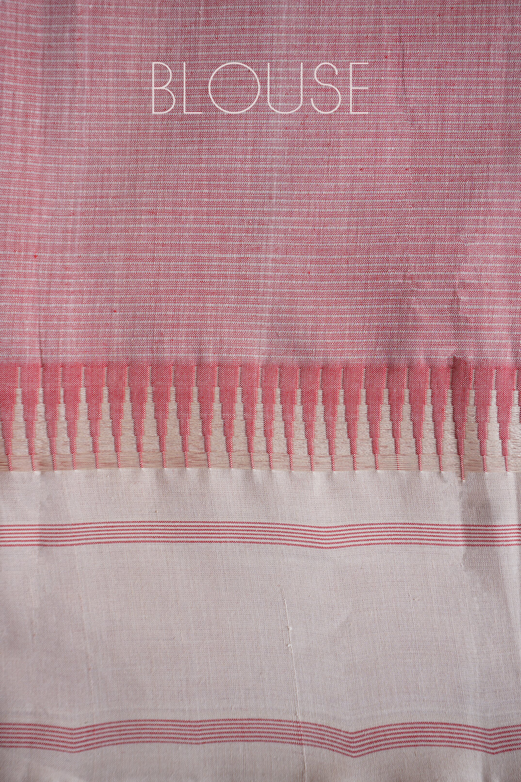 Red and ivory Mangalagiri cotton saree - Niram Neela