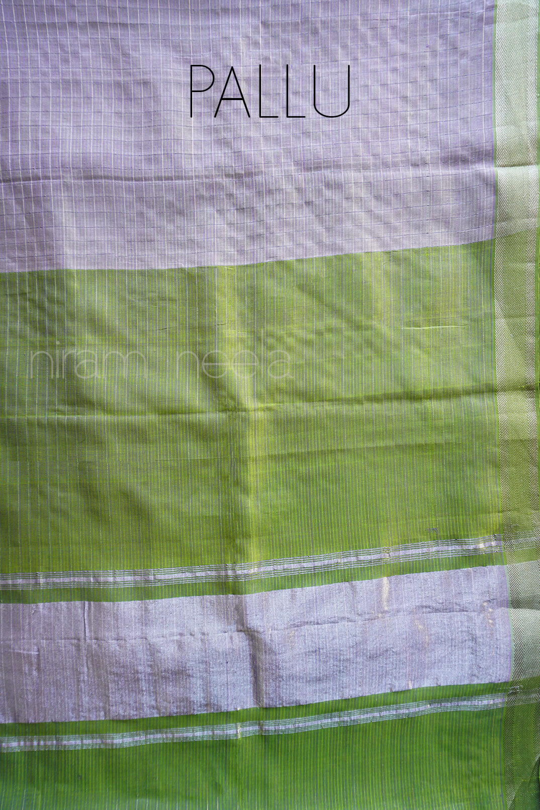 Lavender and green Mangalagiri silk cotton saree - Niram Neela