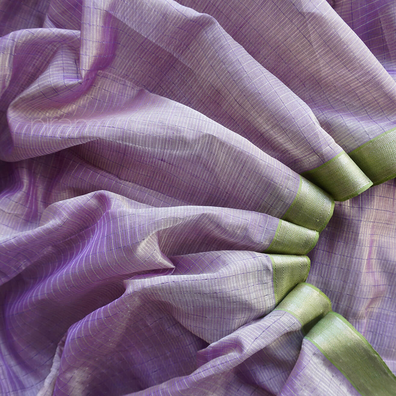 Lavender and green Mangalagiri silk cotton saree - Niram Neela