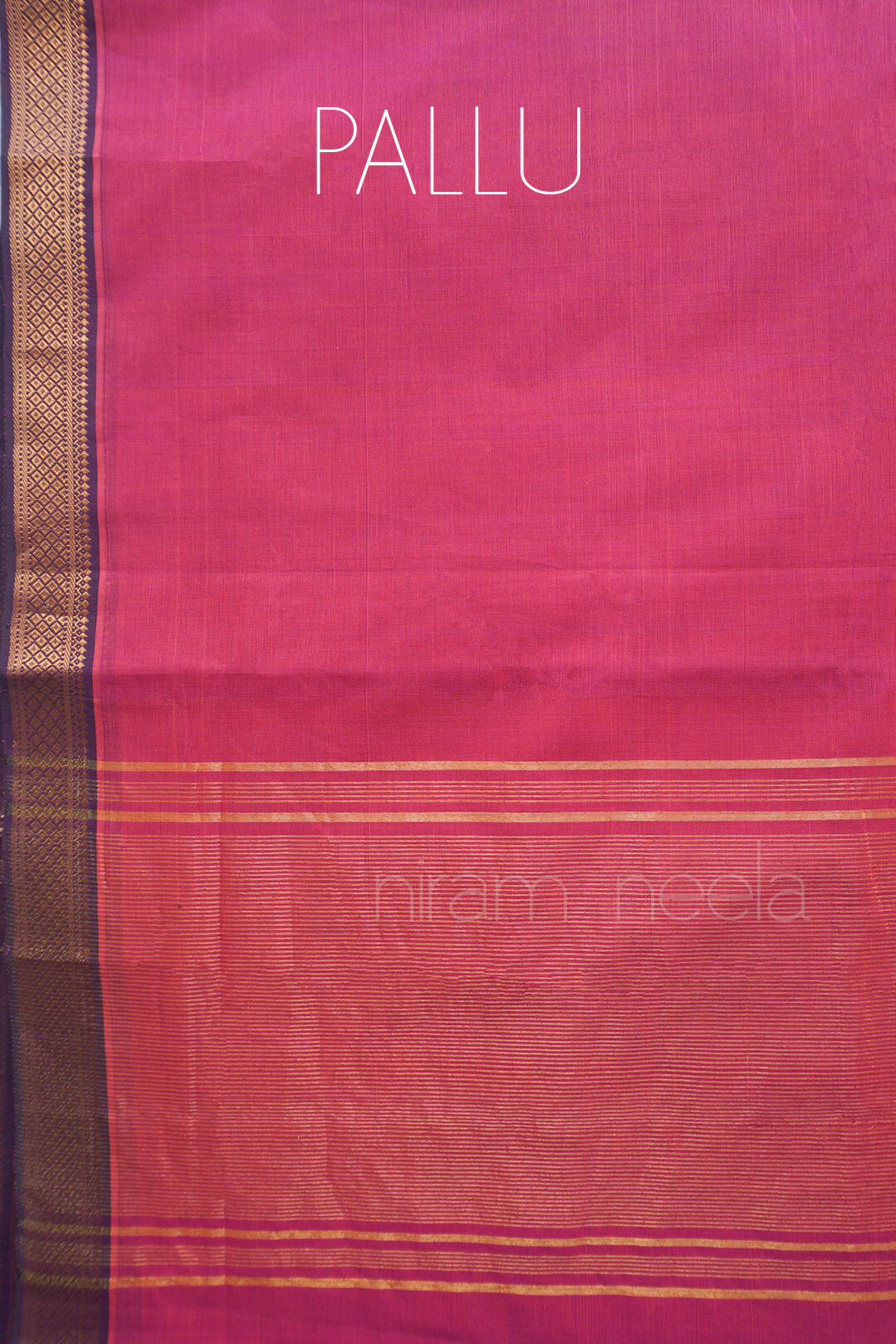 Pink and blue Mangalagiri cotton saree with nizam border | Niram Neela