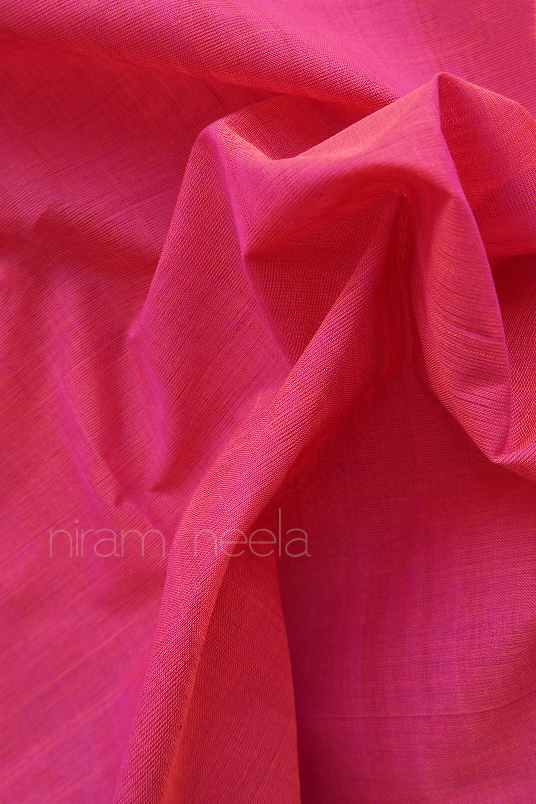 Pink and blue Mangalagiri cotton saree with nizam border | Niram Neela