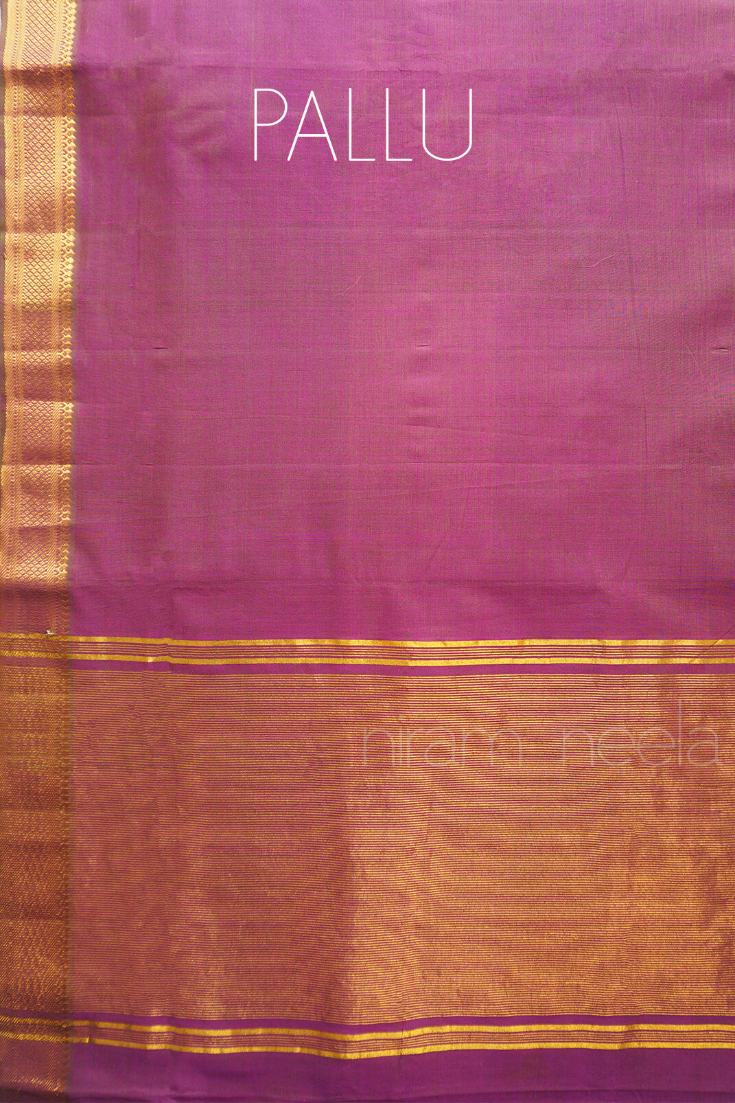 Purple and green Mangalagiri cotton saree with Nizam border from Niram Neela