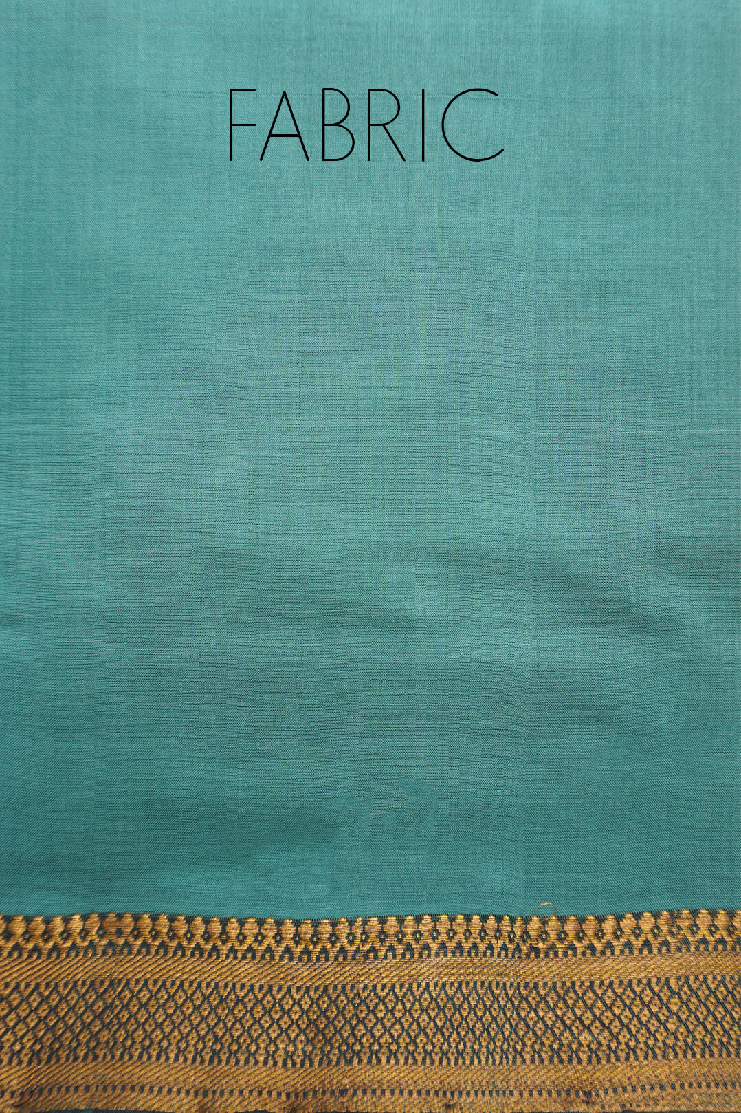 Teal and gold Mangalagiri cotton saree with Nizam border from Niram Neela