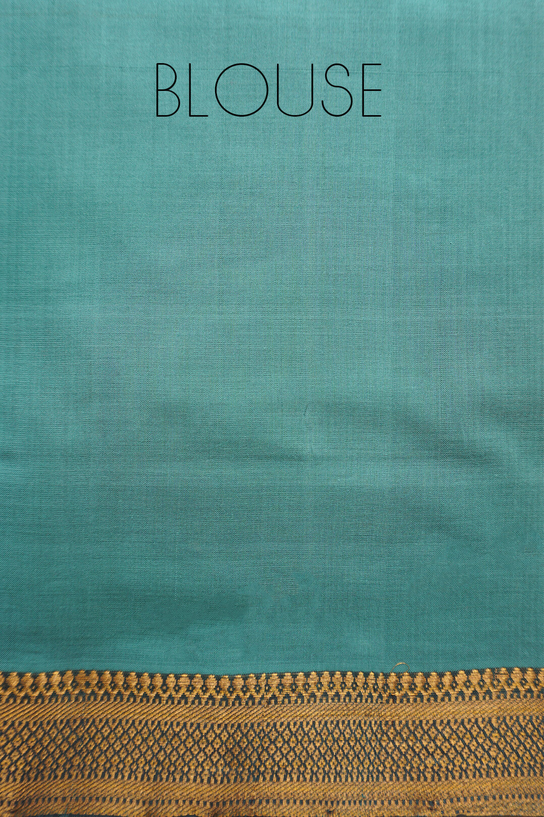 Teal and gold Mangalagiri cotton saree with Nizam border from Niram Neela