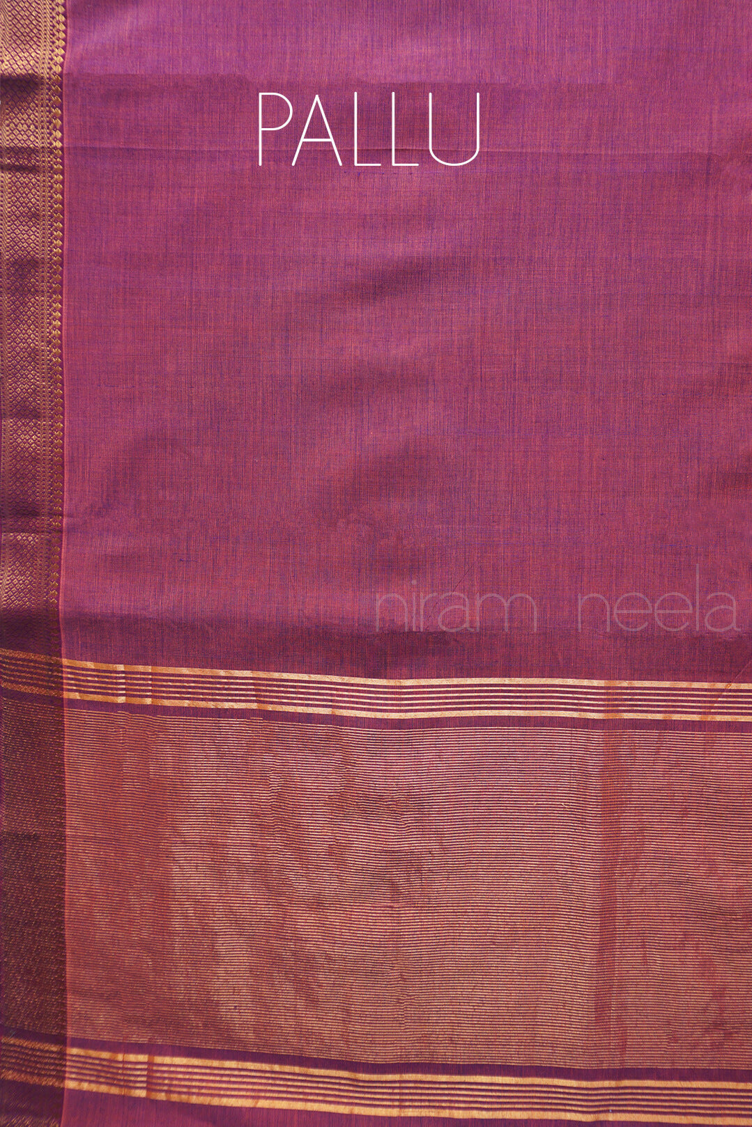 Purple and gold Mangalagiri cotton saree with Nizam border from Niram Neela