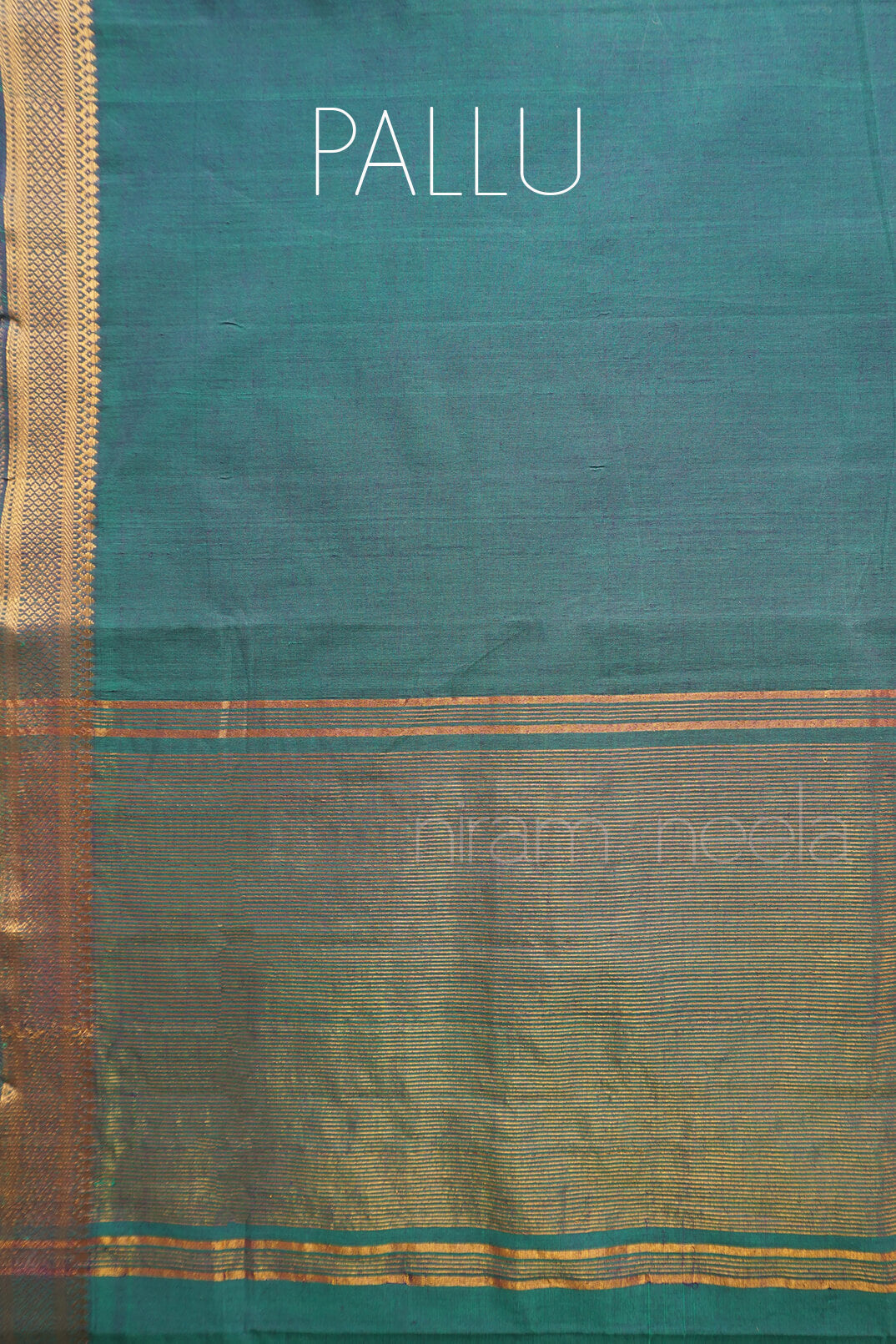 Green and gold Mangalagiri cotton saree