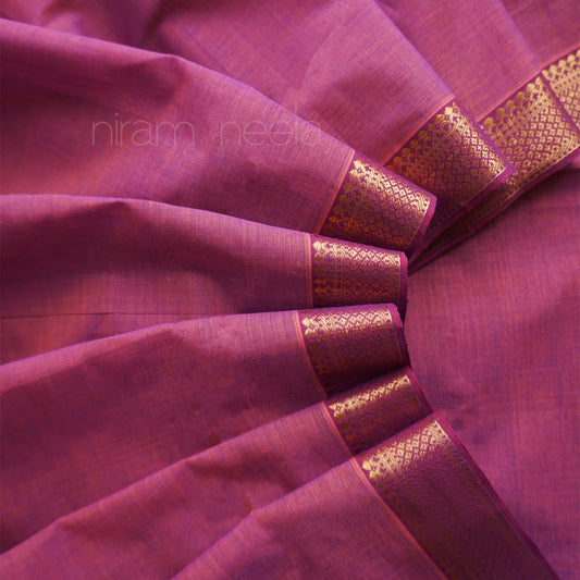 Purple and gold Mangalagiri cotton saree with Nizam border from Niram Neela