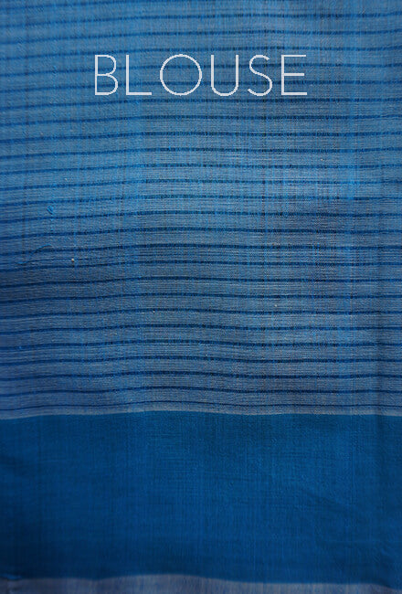 Grey and blue Mangalagiri cotton saree - Niram Neela