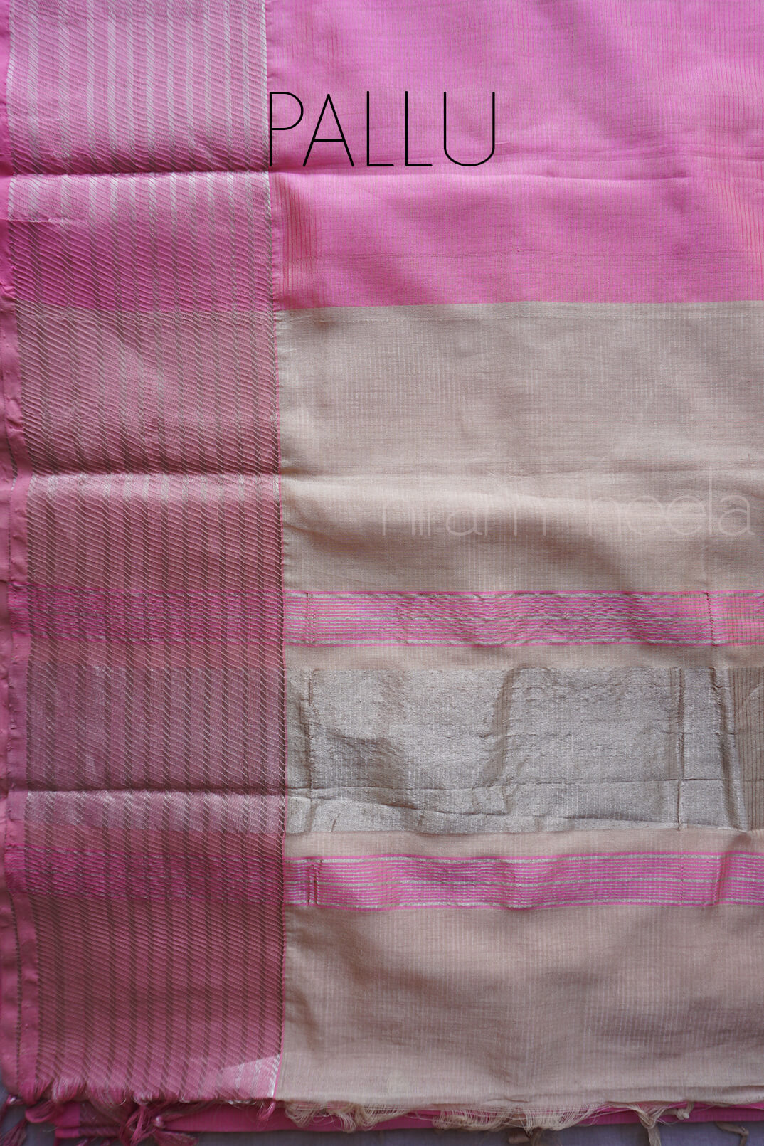 Pink and silver Mangalagiri silk cotton saree - Niram Neela